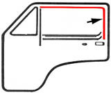 guida vetro superiore della portiera in feltro, sinistra o destra