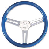 volante MOON METAL FLAKE tre razze doppie impugnatura blu diametro 13,5' (34cm)